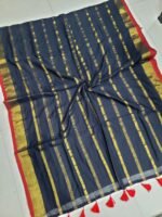 Premium Mul Cotton Sarees ( Black ) - Image 2