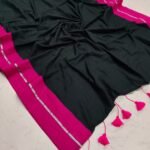 Premium Mul Cotton Sarees ( Black )