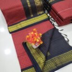 Checked Kalyani cotton saree/Lata Gadwal Paithani