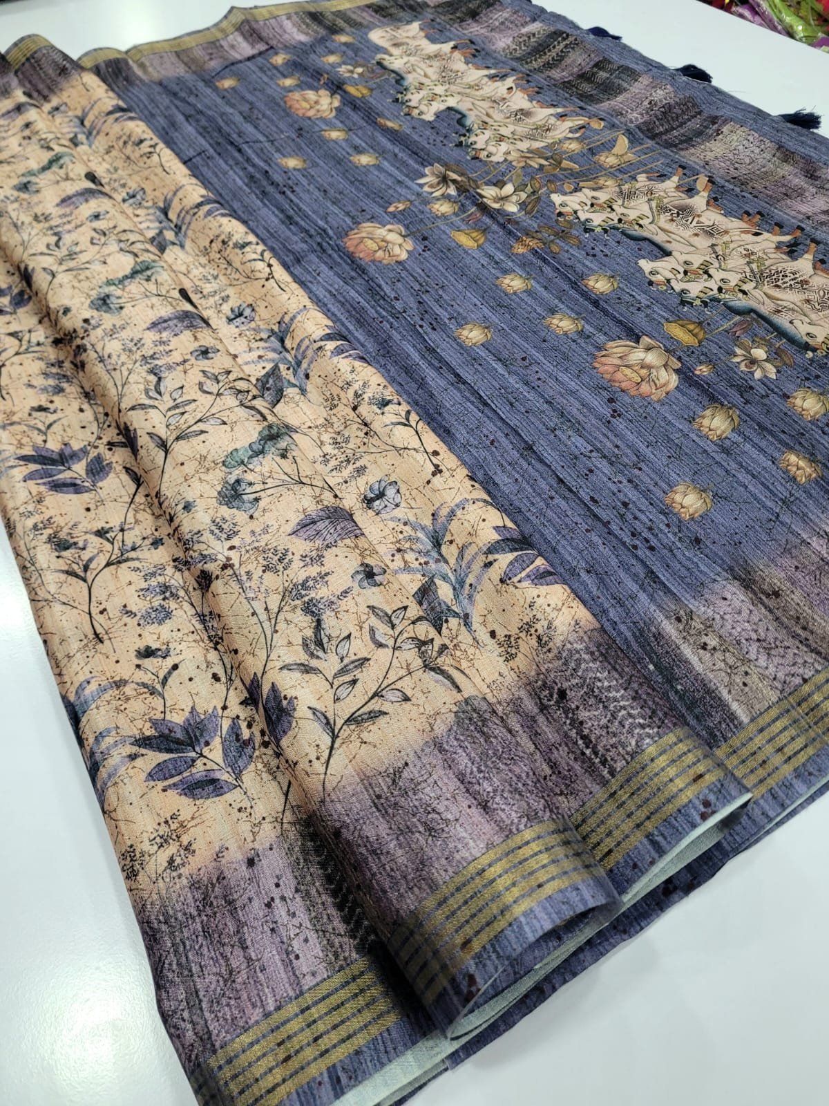 1005166113.jpg Premium Pichwai Tussar silk - Image 1