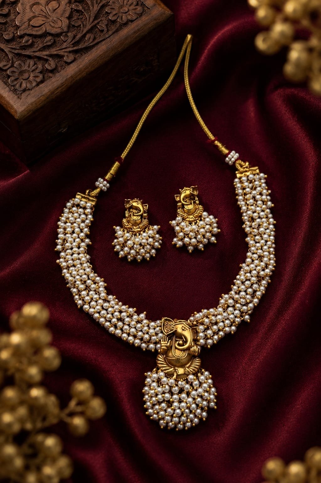 2026/09/1005255110.jpg Premium & Designer Wear Neck Piece with Earring Set - Image 1