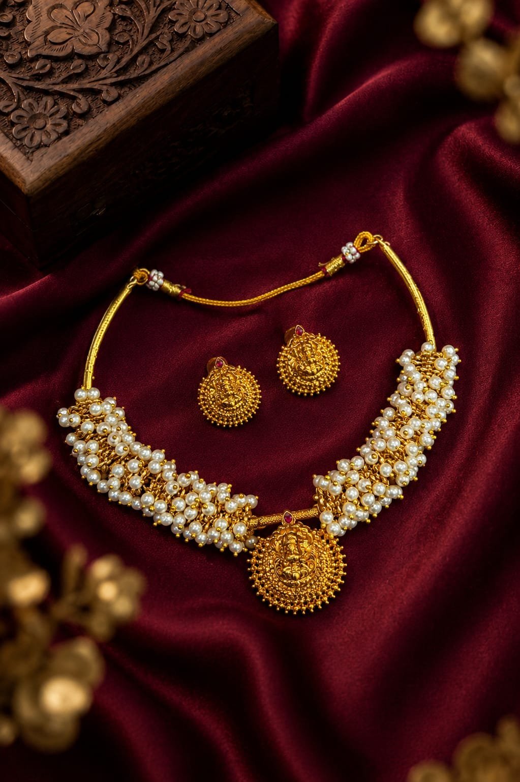 2026/09/1005255113.jpg Premium & Designer Wear Neck Piece with Earring Set - Image 1