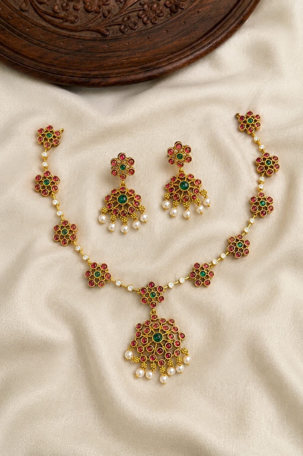 2026/09/1005255124.jpg Premium & Designer Wear Neck Piece with Earring Set - Image 1