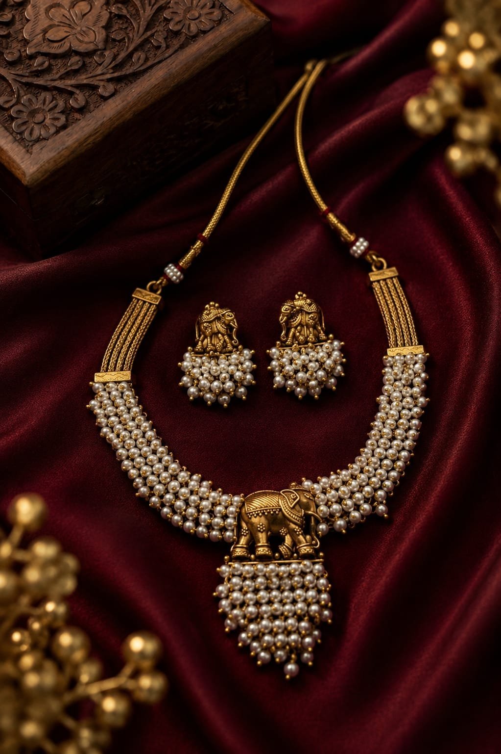 2026/09/1005258452.jpg Premium & Designer Wear Neck Piece with Earring Set - Image 1
