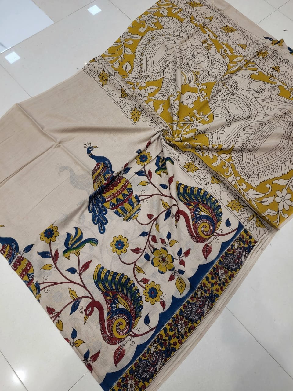 2026/09/1005258722.jpg Authentic Kalamkari Cotton Sarees - Image 1