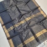 Premium Uppada Checks Cotton Silk Sarees ( Black )