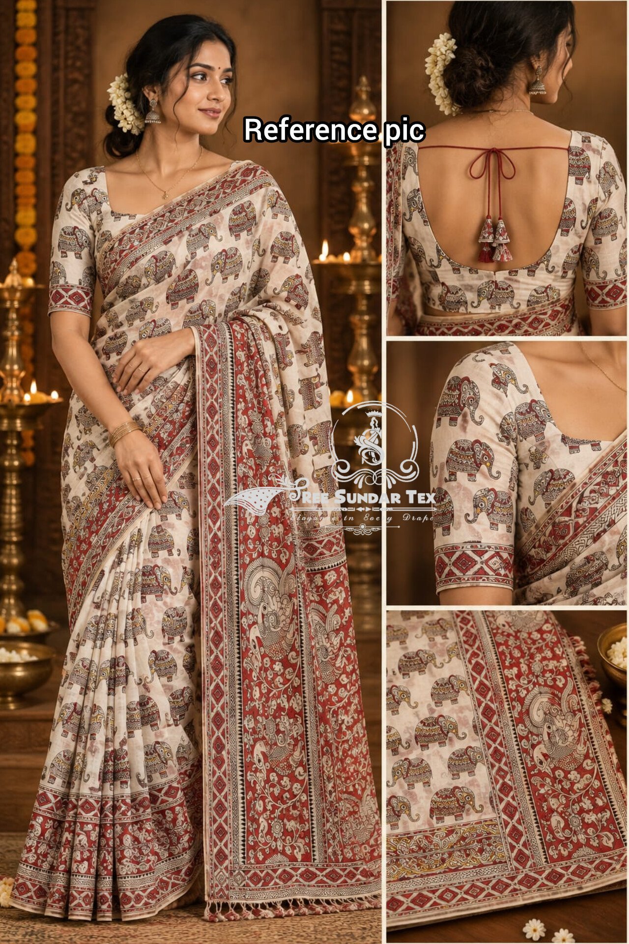 2026/09/1005262794.jpg Pure Kalamkari soft Cotton Sarees - Image 1