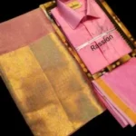 Couple Combo Set: Silk Meterial Mixed Shirt Dothi and Tissue Silk Saree combo