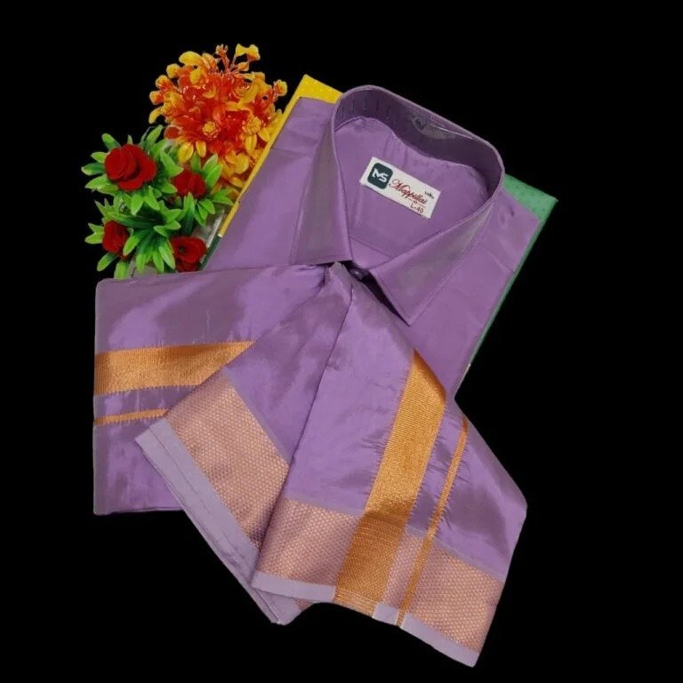 Mens-Wear-Pattu-Shirt-and-Dothi-Combo-set-8.jpg Men’s Wear: Pattu Shirt and Dothi Combo set - Image 1